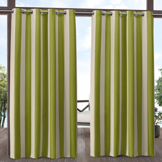 Exclusive Home - Par de Cortinas con toldo a Rayas, Kiwi/Sand, 1.37 m x 2.13 m, 1, 1