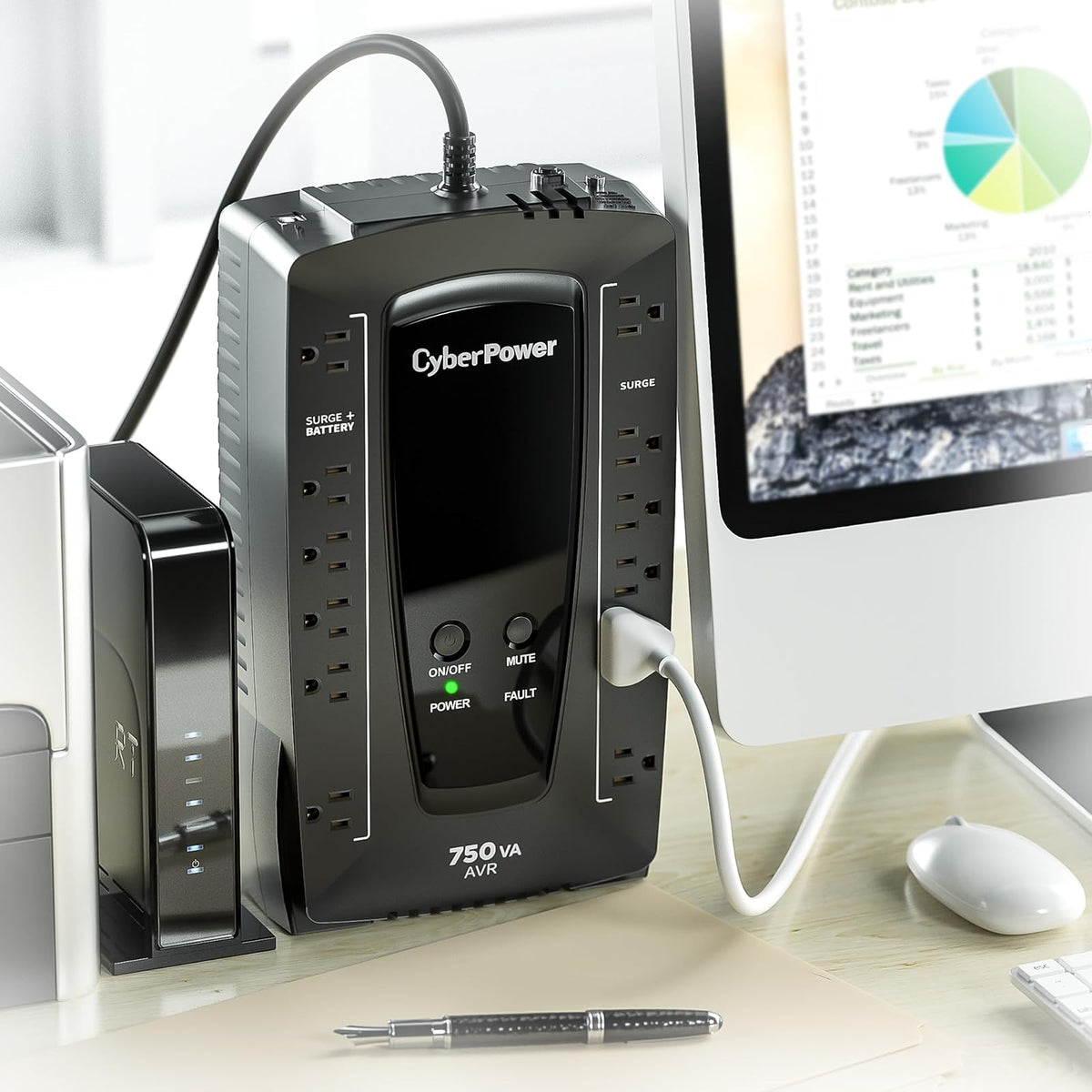 CyberPower UPS No-Break AVRG750U 750VA / 450W, Gabinete compacto, Regulador (AVR), 12 contactos, Garantía 3 años incluye batería