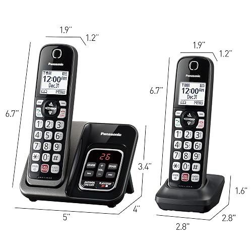 Teléfono inalámbrico Panasonic con contestador automático, Bloqueo de Llamadas avanzado, identificador de Llamadas bilingüe y Pantalla de Alto Contraste fácil de Leer, Sistema Ampliable con 3 auricul