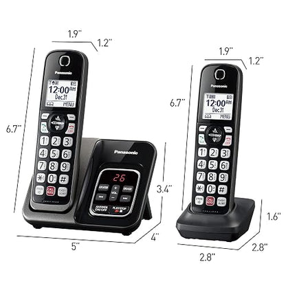 Teléfono inalámbrico Panasonic con contestador automático, Bloqueo de Llamadas avanzado, identificador de Llamadas bilingüe y Pantalla de Alto Contraste fácil de Leer, Sistema Ampliable con 3 auricul