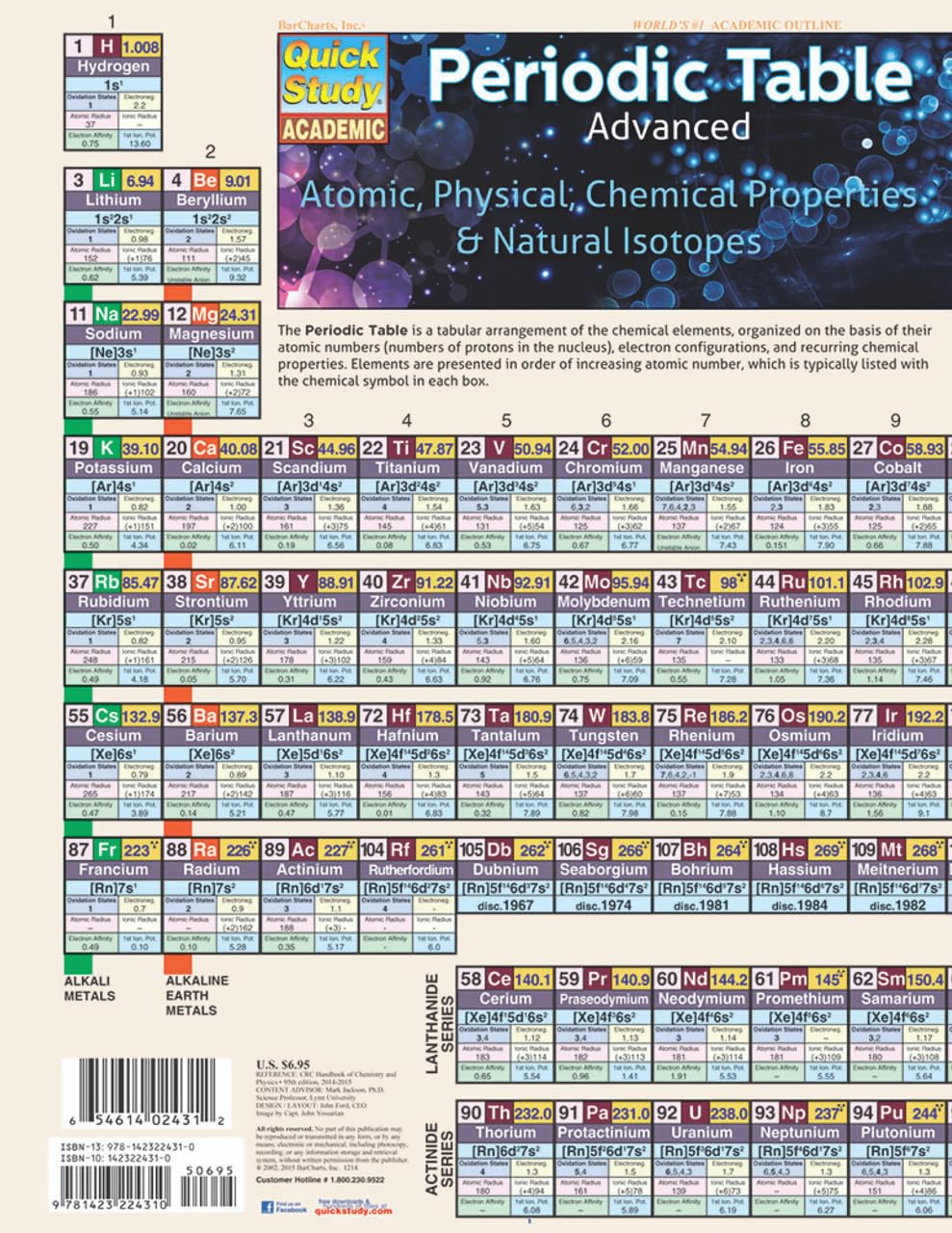 Periodic Table Advanced: a QuickStudy Laminated Reference Guide (QuickStudy Academic)