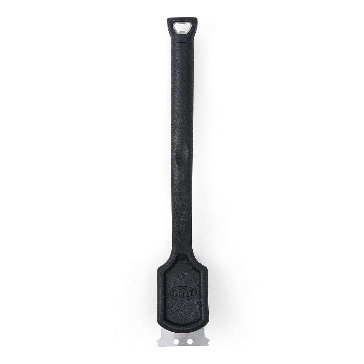 Kingsford Grill Tools - Cepillo para Polvo de Limpieza de 17 Pulgadas con raspador de Acero Inoxidable, cerdas de Nailon, abrebotellas y Mango de Goma Antideslizante, Cepillo para Polvo clásico para