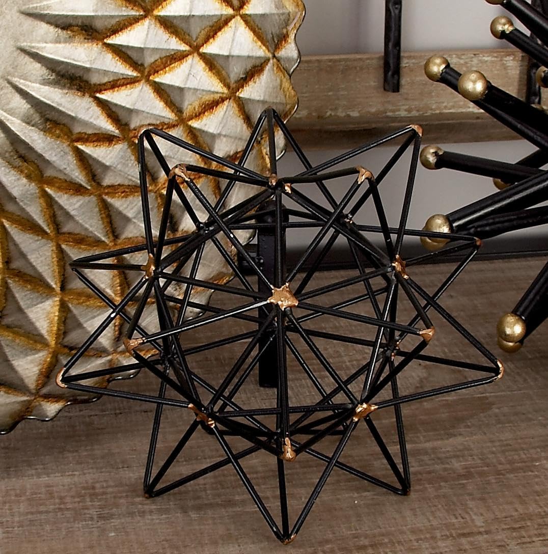 Deco 79 95243 - Decoración de estrellas de alambre de metal, 17.8 cm ancho x 17.8 cm de alto