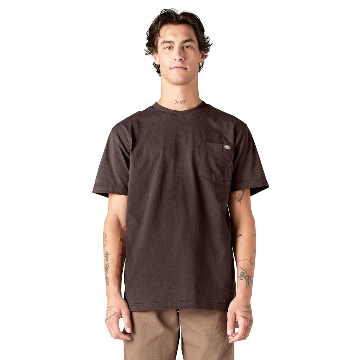 Dickies Playera de Manga Corta Cuello Redondo Heavyweight para Hombre - XXL - Chocolate