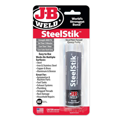 J-B Weld 8267 SteelStik - Masilla epoxi reforzada de acero, 2 onzas