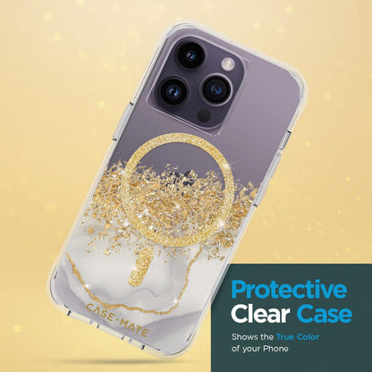 Case-Mate iPhone 14 Pro Case - Karat Marble [10FT Drop Protection] [Compatible with MagSafe] Magnetic Cover with Cute Bling Sparkle for iPhone 14 Pro 6.1", Anti-Scratch, Shock Absorbent, Slim Fit