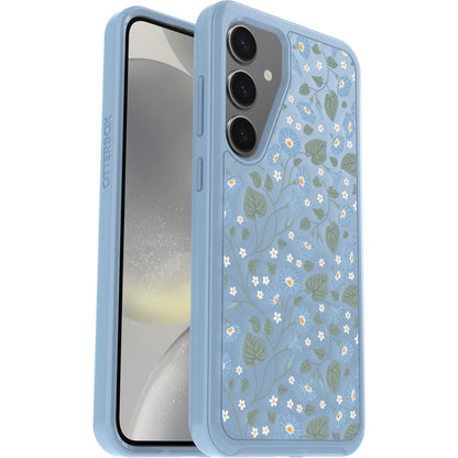 OtterBox - Carcasa Transparente para Samsung Galaxy S24+ Symmetry Series – Dawn Floral (Azul), Ultra Elegante, Compatible con Carga inalámbrica, Bordes elevados Que protegen la cámara y la