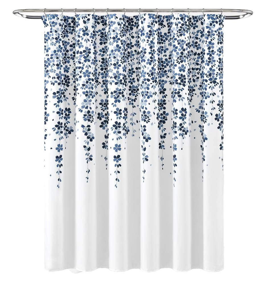 Lush Decor - Cortina de Ducha de Flores lloradas, 72 Pulgadas de Ancho x 72 Pulgadas de Largo, Azul Marino y Azul