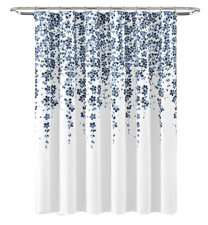 Lush Decor - Cortina de Ducha de Flores lloradas, 72 Pulgadas de Ancho x 72 Pulgadas de Largo, Azul Marino y Azul