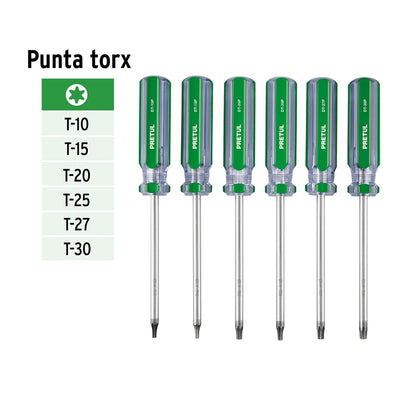 Pretul DT-6P, Juego de 6 desarmadores Torx mango de PVC