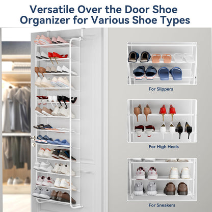 Whitmor Organizador de Zapatos 36 Pares 12 Niveles | Sobre puerta/montaje en pared, dormitorio/entrada/armario, marco metal malla, no taladrar