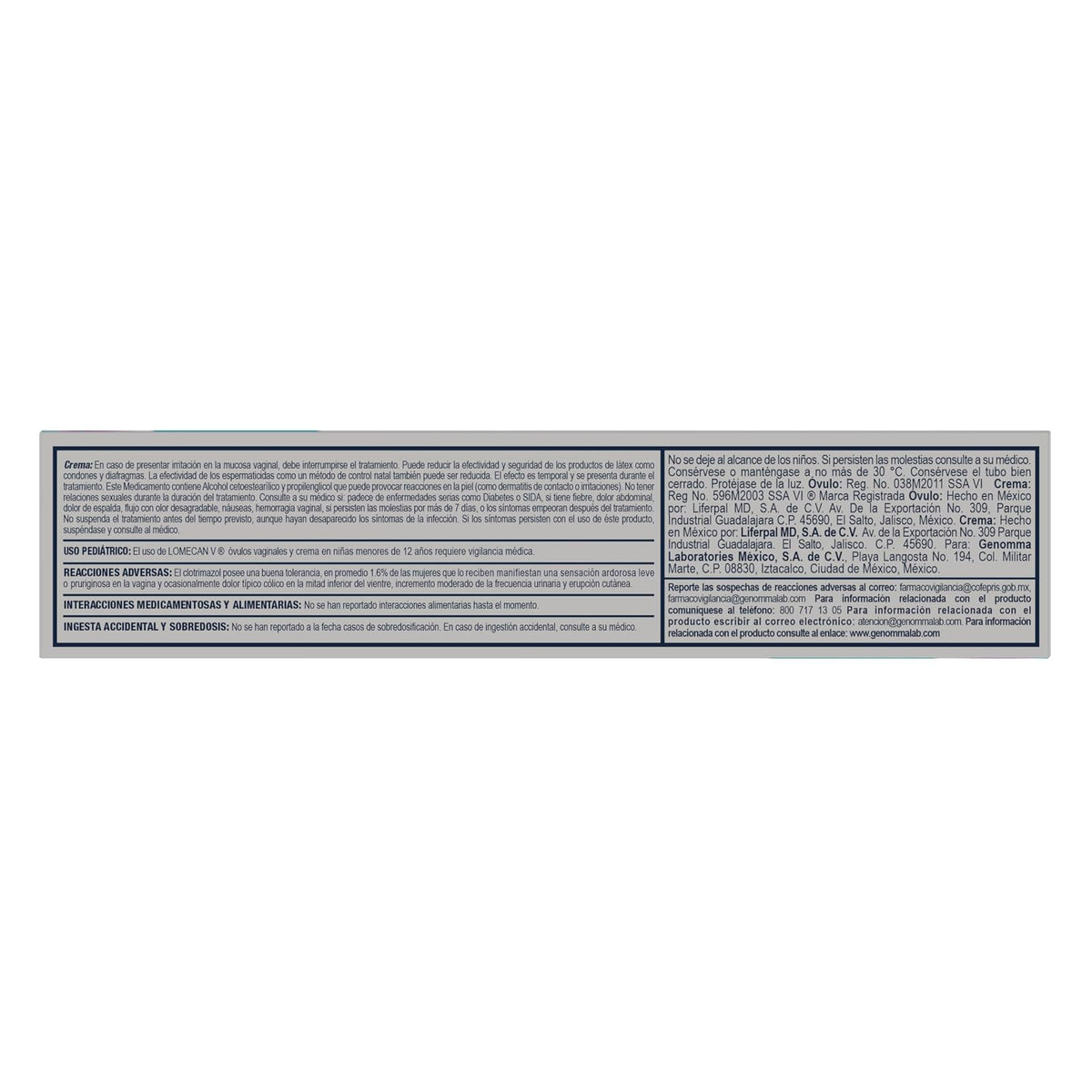 LOMECAN V - Dúo, crema y óvulo. Tratamiento para infecciones cervicovaginales que alivia inflamación, comezón y ardor desde la primera aplicación. Caja con tubo 20g y 1 óvulo.
