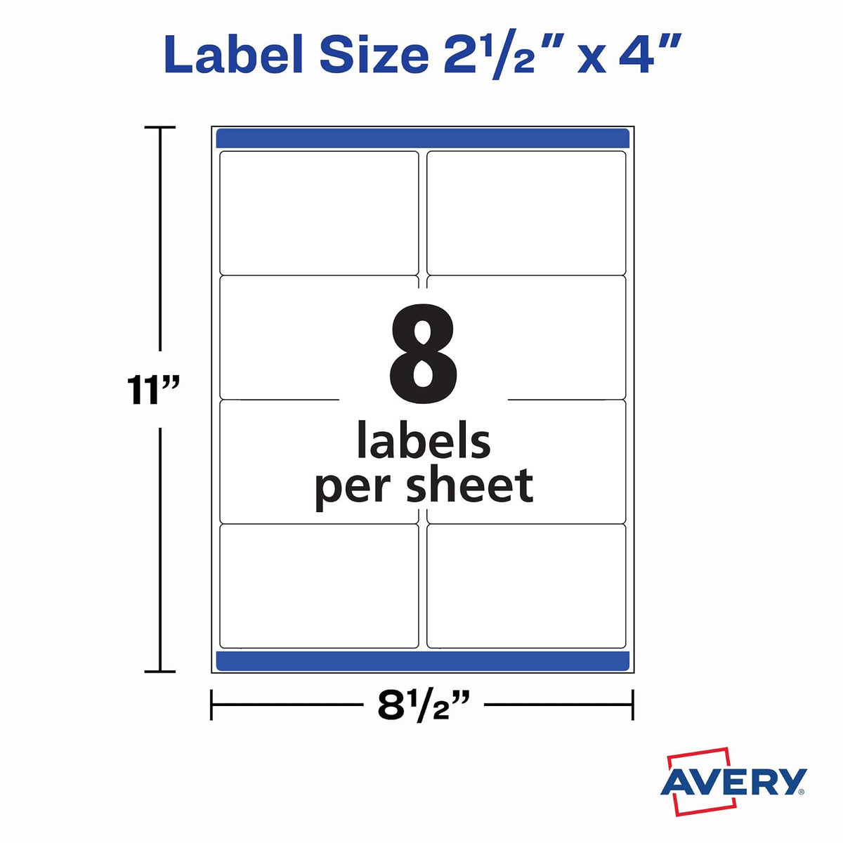 Avery Etiquetas de envío en blanco imprimibles, 2.5 x 4 pulgadas, blanco, 800 etiquetas, impresora láser, adhesivo permanente (5817)