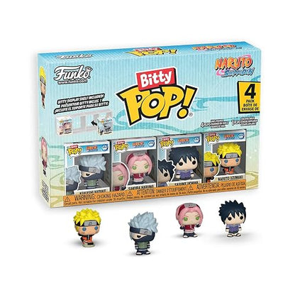 Funko Bitty Pop! 4 Pack: Naruto Shippuden - Team 7 (1 in 6 Chase Chance) | Mercancía Oficial - Mini Figuras de 2.2 cm con Exhibidor - Decoración de Pasteles y Relleno de Piñata