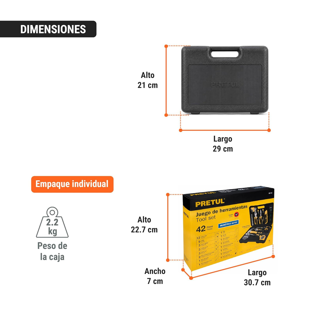 Pretul SET-42 Juego de herramienta, 42 piezas, Comfort Grip, Pretul