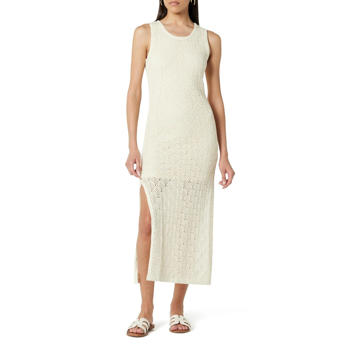The Drop Ritu - Vestido Largo de Ganchillo para Mujer, Color Blanco Whisper, XS