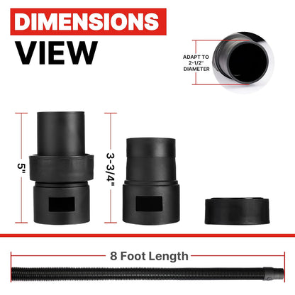 Shop-Vac 9050333 - Manguera de 2.5 pulgadas de diámetro x 8 pies de longitud, largo alcance, manguera de aspiradora, negro, (paquete de 1)