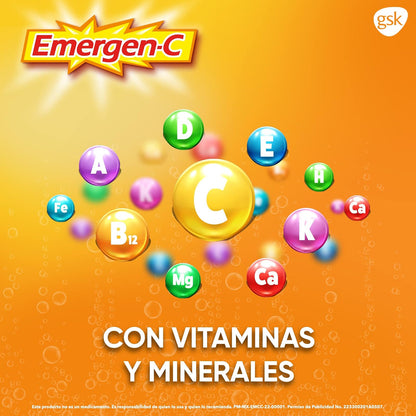 Emergen-C Suplemento Alimenticio Polvo Efervescente Sabor Naranja Caja con 10 sobres