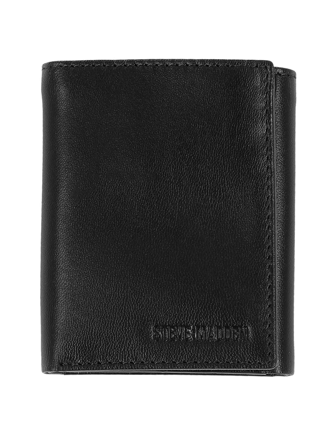 Steve Madden - Cartera triple de piel para hombre con ventana de identificación - Talla Única - Negro -