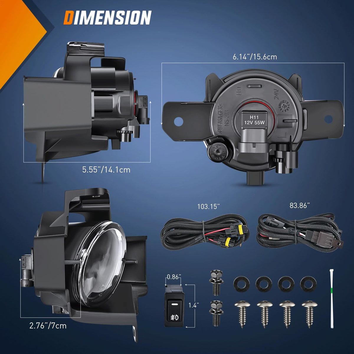 Nilight Conjunto de Luz Antiniebla Compatible con Nissan Altima 2010-2012, Lente Transparente, Bombillas H11 12 V 55 W, FOG-H70