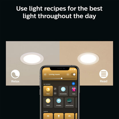 Philips Hue Smart Slim - Downlight LED de 6 pulgadas - Luz blanca y ambiental de color que cambia de color, 1 paquete - 1200 lm, interior - Control con aplicación Hue - Funciona con Alexa Google