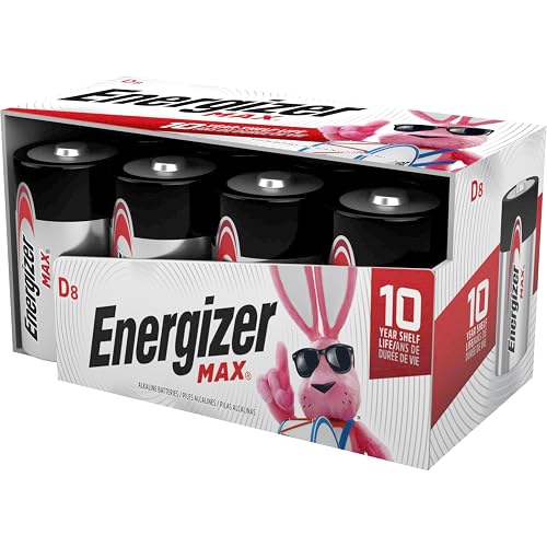 Energizer - Pilas Alcalinas Tipo D, MAX 1.5V, Paquete de 8 | Energía de larga duración para linternas, radios, juguetes electrónicos y otros dispositivos de alto consumo.