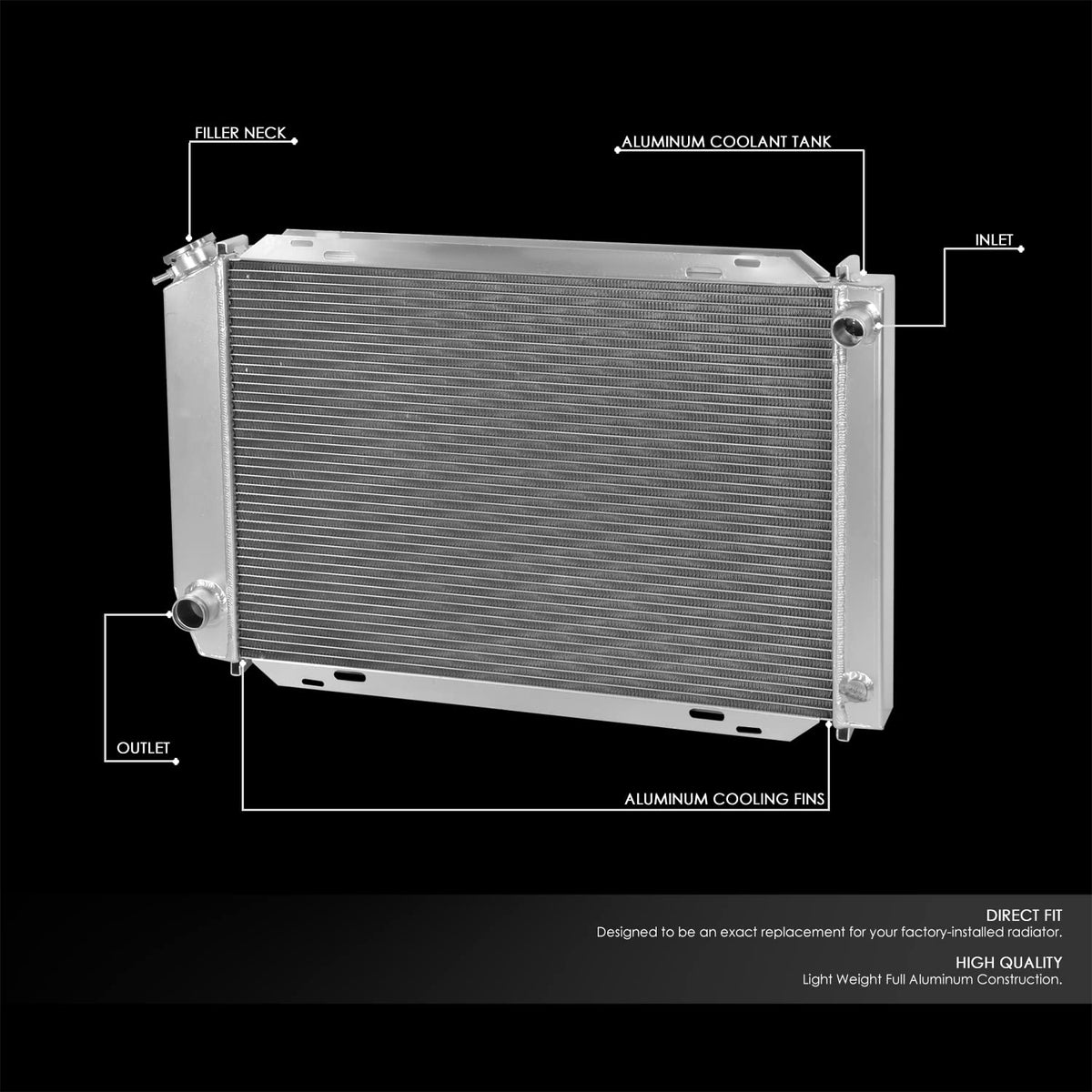 DNA Motoring RA-FM79-3 Radiador de Aluminio de 3 Filas para Mustang 79-93, Metálico