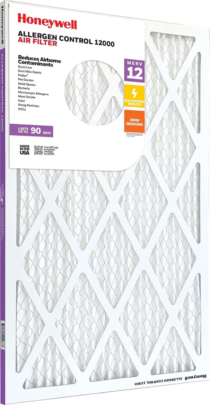 Honeywell MERV 12 - Filtro de aire para horno de aire plisado electrostático HVAC AC AC (4 unidades) | Filtro de repuesto para uso doméstico | Fabricado en Estados Unidos