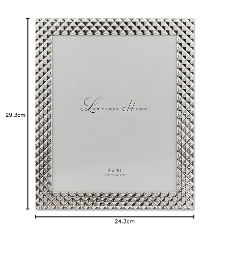 Lawrence Frames - Marco de metal, diseño de diamante, plateado, 8 x 10 pulgadas
