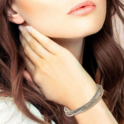 Nine West - Pulseras elásticas de múltiples filas para mujer, Nine West - Pulseras elásticas de múltiples filas para mujer, accesorios de joyería de moda en capas para uso diario, apilables
