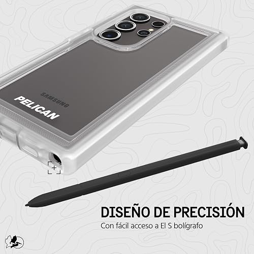 Pelican Voyager - Funda con Clip para cinturón para Samsung Galaxy S24 Ultra Compatible con Carga inalámbrica, con protección contra caídas de Grado Militar de 18 pies - Transparente