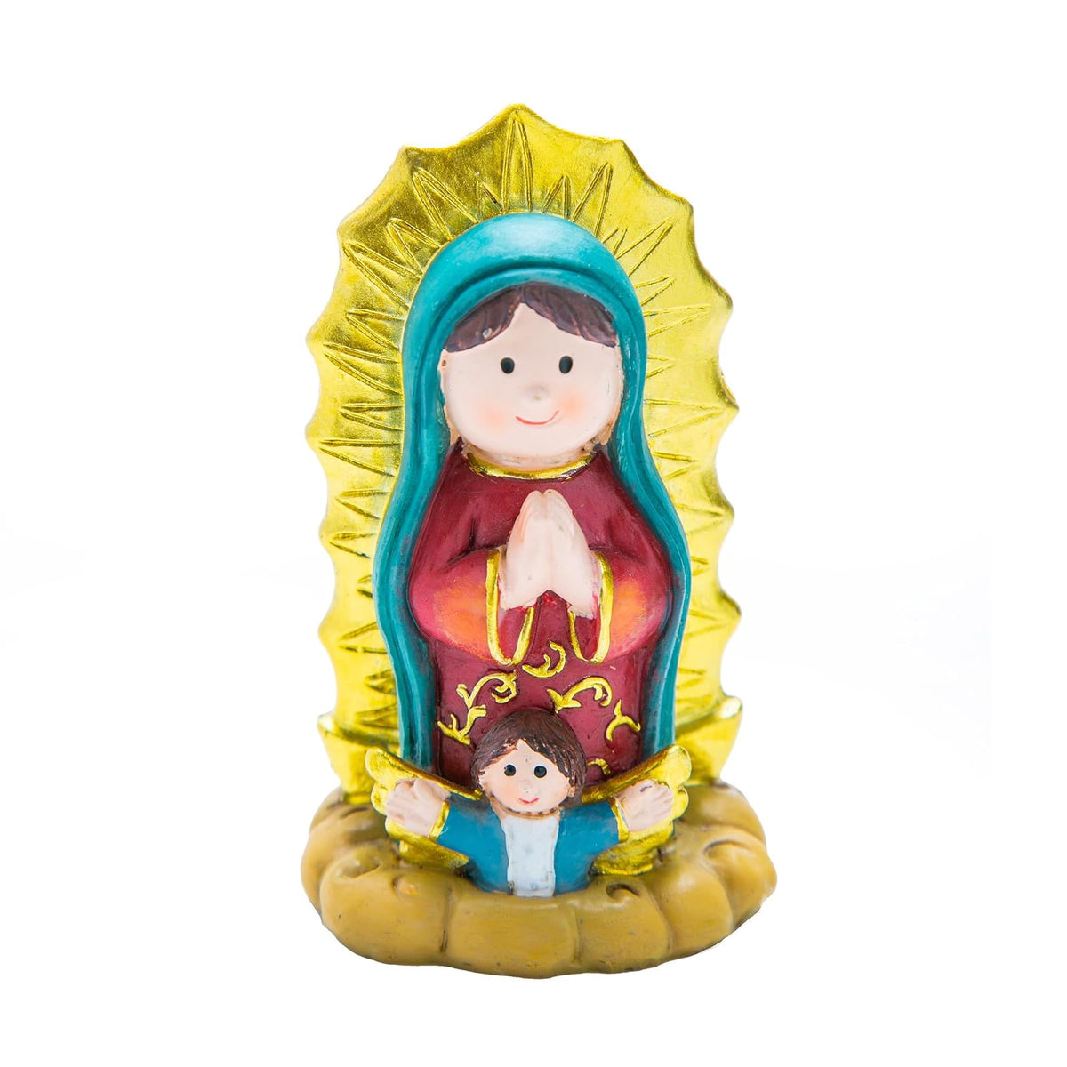 Running Nacimiento Navideño Infantil | Virgen de Guadalupe | Decoración de Navidad | Hecho de Poliresina | Tamaño 17 cm