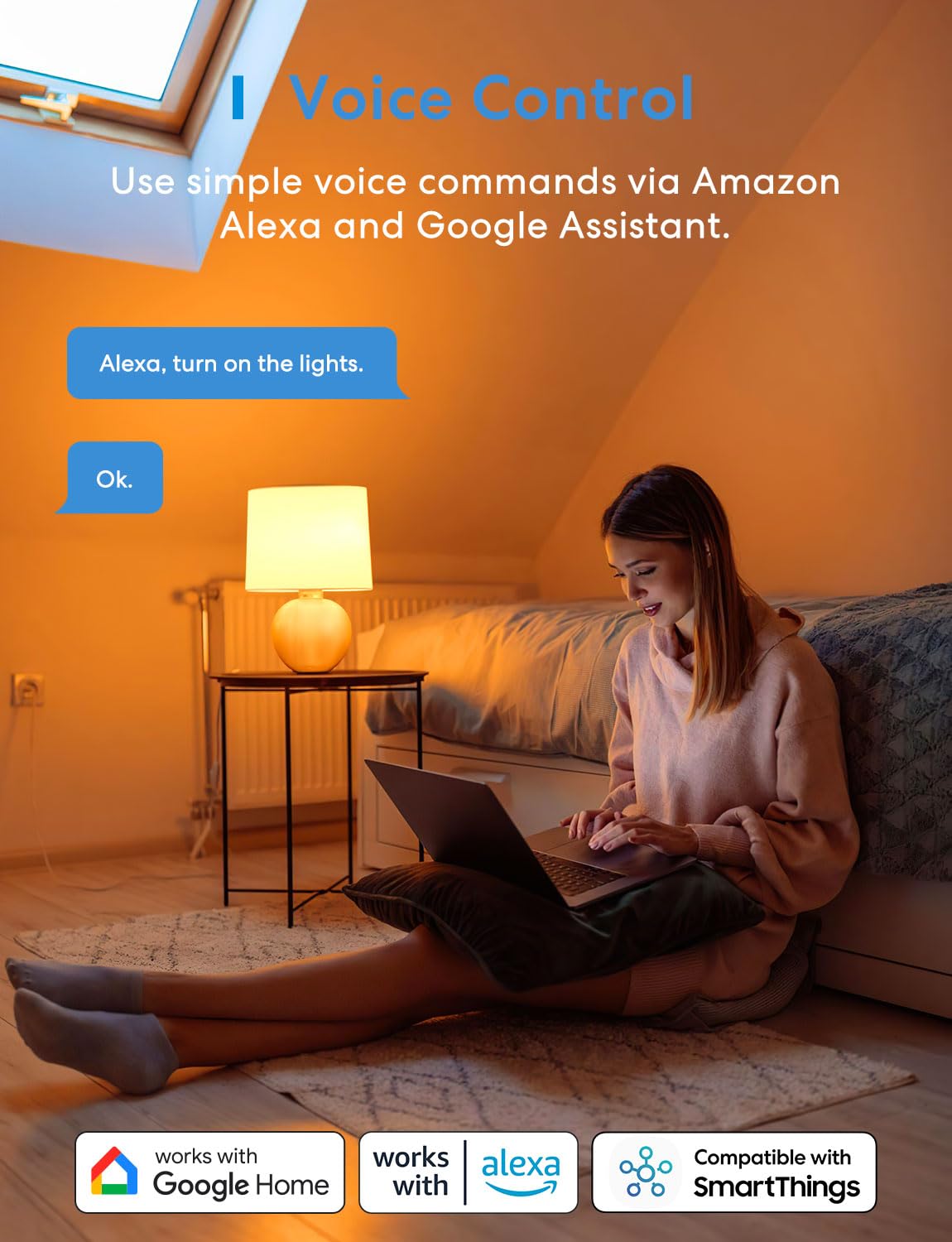 Meross - foco inteligente Wi-Fi, bombillas LED que cambian de color, compatibles con Alexa y Google Home, 2700K-6500K, color blanco sintonizable, 810 lúmenes, equivalente a 60 W, A19, E26, paquete de
