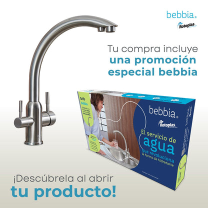 ROTOPLAS BEBBIA GRIFO PARA COCINA BEBBIA 3 VÍAS PARA AGUA PURIFICADA (GRIS ARCO)