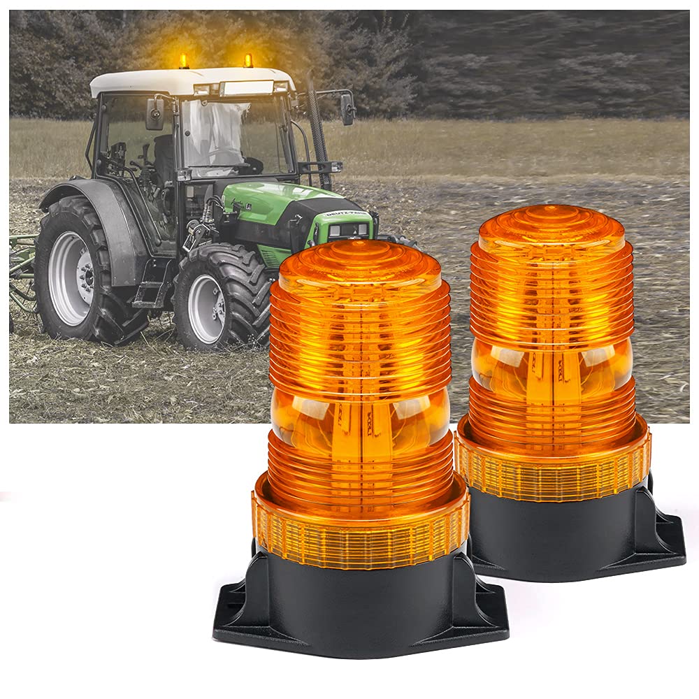 Xprite 30 LED Ámbar Luz Estroboscópica de Baliza para Montacargas Luces Intermitentes de Advertencia de Seguridad para Cortacésped de 10-110V, ATV, Camiones, Tractor, Carritos de Golf, UTV, Autos