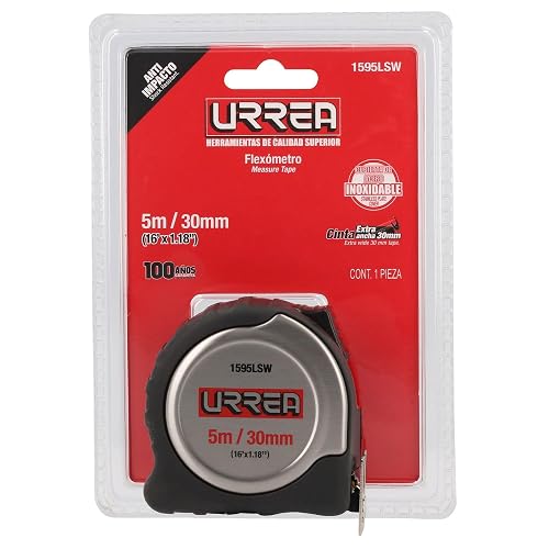 Urrea 1595LSW Flexómetro de Acero Inoxidable, 5 m X 30 mm