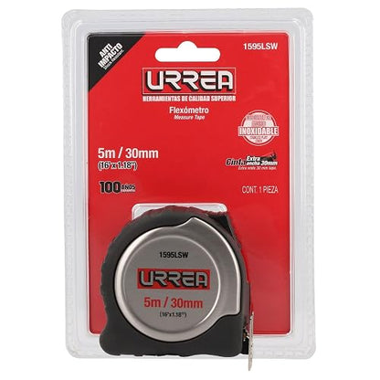 Urrea 1595LSW Flexómetro de Acero Inoxidable, 5 m X 30 mm