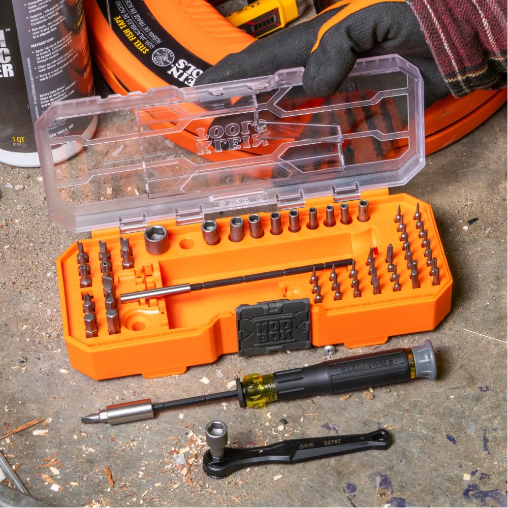 Klein Tools 32787 Juego de destornilladores de precisión de 64 piezas con carcasa modular, magnético, precisión, brocas estándar y tuercas