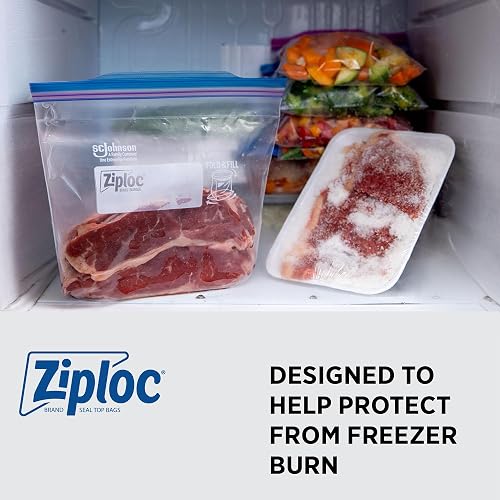 Ziploc Bolsas de congelador profesionales, para organización y almacenamiento de alimentos, doble cremallera, galón, 250 unidades