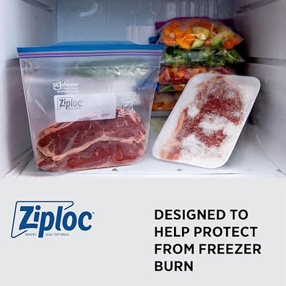 Ziploc Bolsas de congelador profesionales, para organización y almacenamiento de alimentos, doble cremallera, galón, 250 unidades