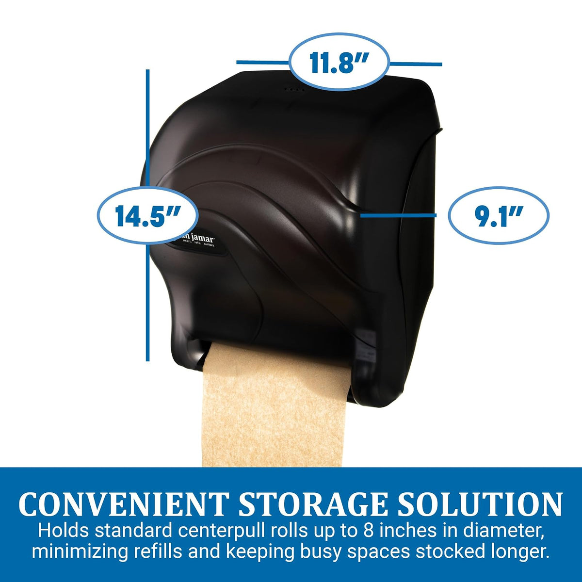 San Jamar Tear-N-Dry Essence - Dispensador automático de Toallas de Papel para baño, cocinas y restaurantes, plástico, 10 x 14.75 x 12.25 Pulgadas, Color Negro
