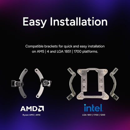 Cooler Master 360 Core II AIO - Enfriador líquido de CPU, R9|U9|i9, bomba G9R de doble cámara, espejo infinito aRGB, radiador de 360 mm, ventilador PWM de 120 mm, plataforma AMD MLW-D36M-A18PA-R1