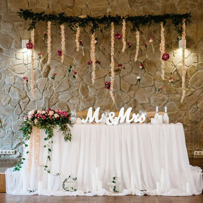 Señal de señor y señora, letrero de madera rústica no empotrado con letras de señor y señora, mesa de boda, accesorios de fotos, mesa de fiesta, decoración de cena superior, regalos de boda, blanco