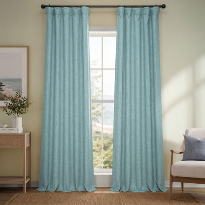 Half Price Drapes Cortina de Lino Sintético, Panel Individual - 127An x 243.8Al cm (1 Paneles) - Cardo marino