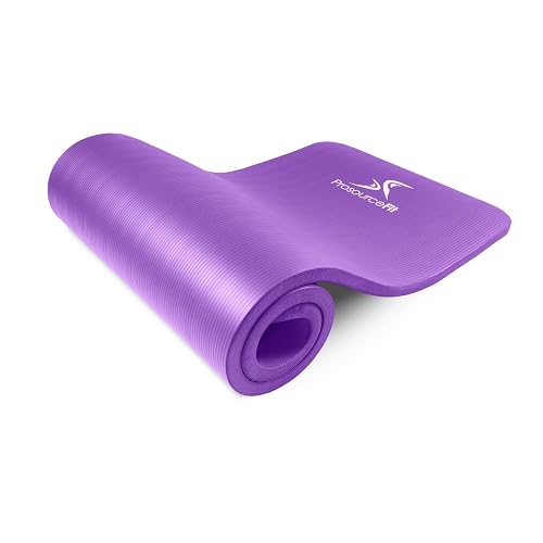 ProsourceFit - Colchoneta extra gruesa para yoga y pilates de 13 mm (½») o 25 mm (1 pulgada), esterilla de ejercicios de alta densidad de 180 cm de largo con espuma cómoda y correa de transporte, gris