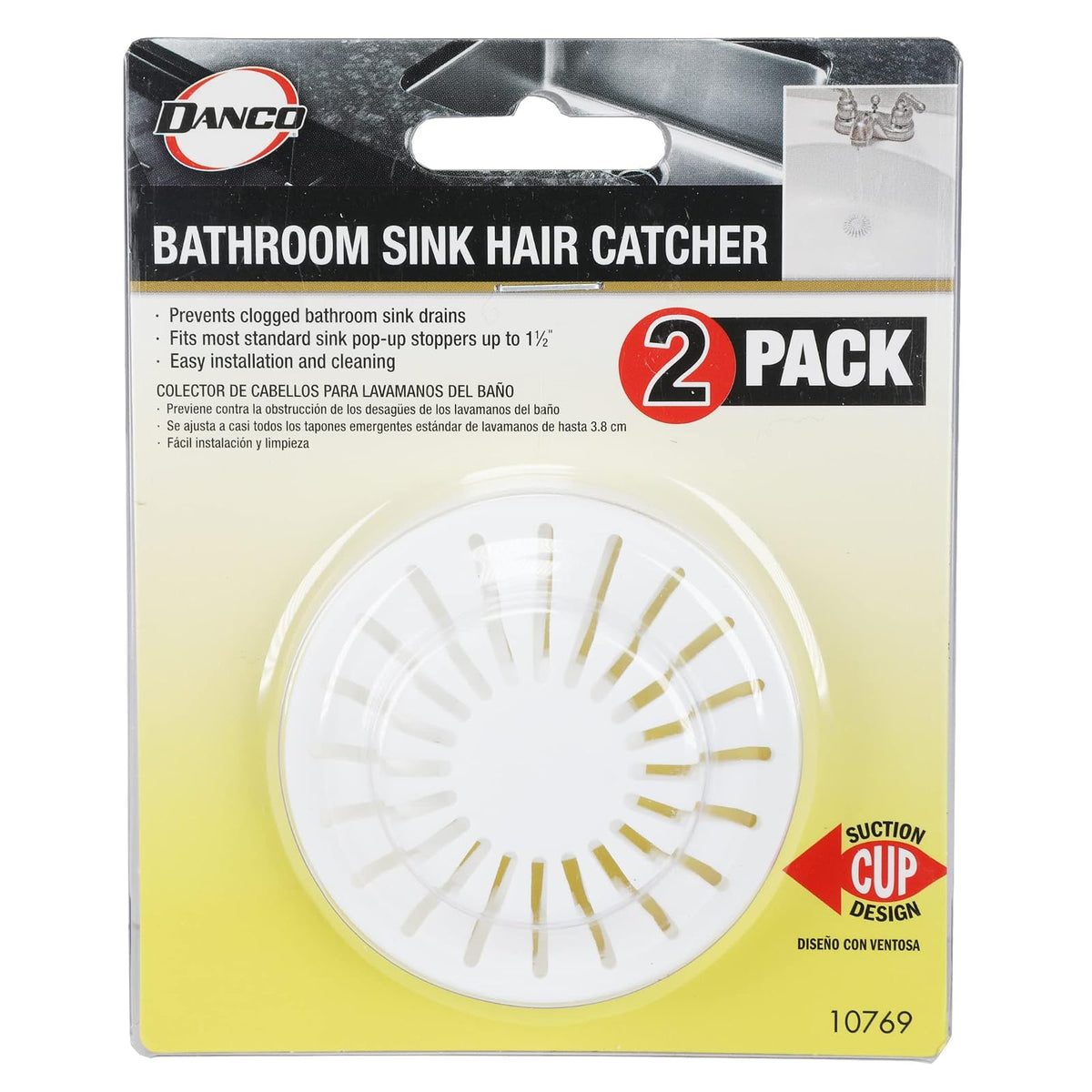 Danco - Atrapapelos para lavabo, Bathroom Sink - Pack of 2, Blanco