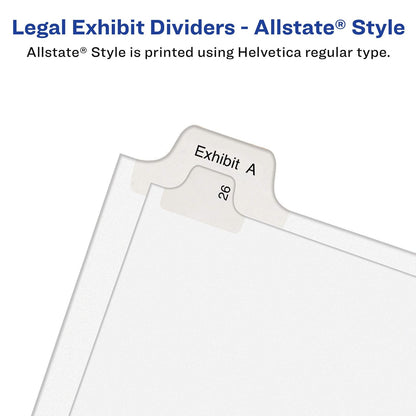 Avery 26-50 - Divisores legales de exhibición para 3 carpetas de anillas, juegos de 25 pestañas, estilo Allstate, 5 juegos de divisores de carpeta (21702)