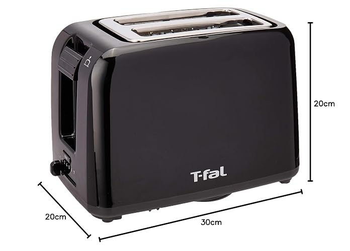 T-fal Tostador Vita de 2 ranuras amplias para todo tipo de pan, 7 niveles de tostado, botón de cancelar, 800 W, color negro, TT1A18MX