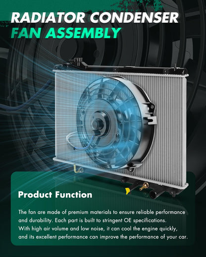 SCITOO - Ventilador de refrigeración de condensador de radiador compatible con Audi A3/A3 Quattro/S3 para Cabrio/Golf SportWagen/Jetta/Passat/Rabbit