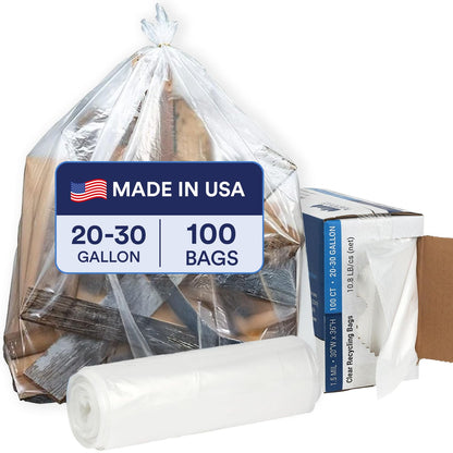 Plasticplace 20-30 Gallon Trash Bags â”‚ 1.5 Mil â”‚ Clear Heavy Duty Garbage Can Liners â”‚ 30" x 36" (100 Count), White, W25LDC